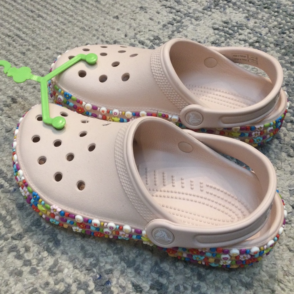 Crocs pink beaded band